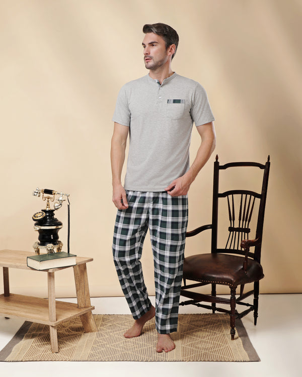 slim fit checkered pajamas cod 304