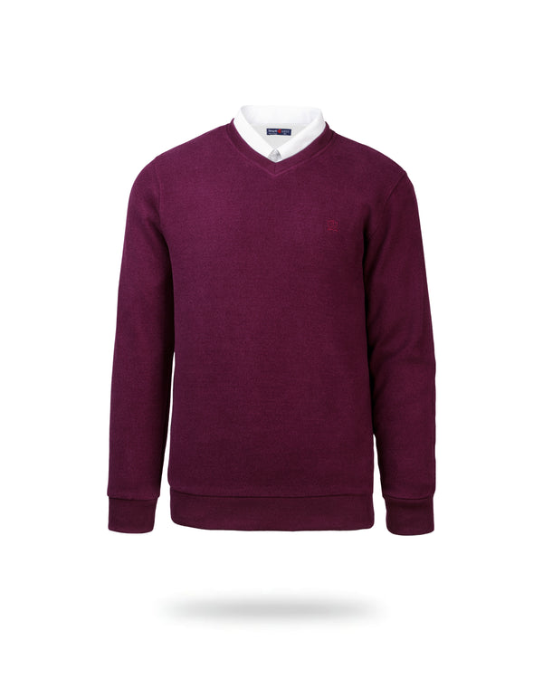 V NECK SLIM FIT PULLOVER Maroon