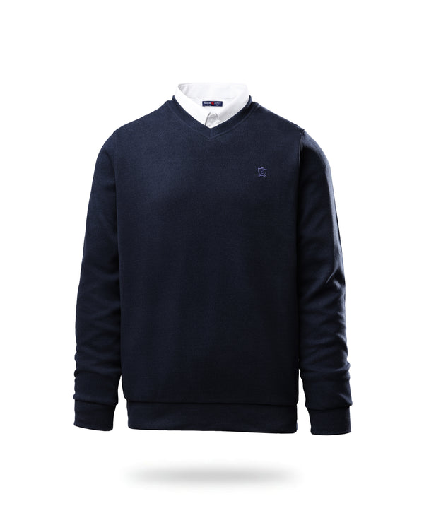 V NECK SLIM FIT PULLOVER navy blue