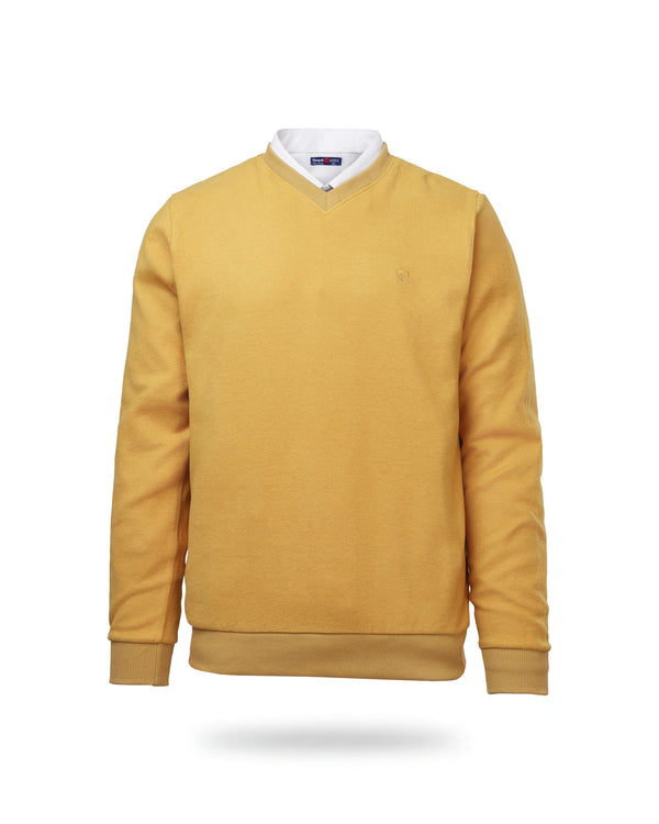 V NECK SLIM FIT PULLOVER Mustard