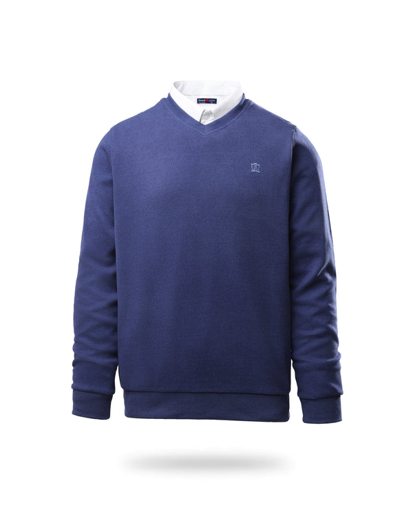 V NECK SLIM FIT PULLOVER  blue