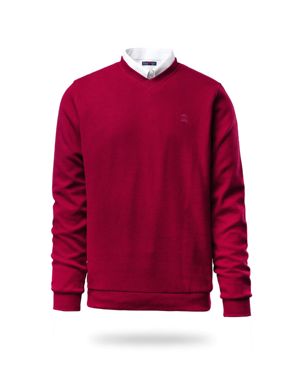 V NECK SLIM FIT PULLOVER Burgundy