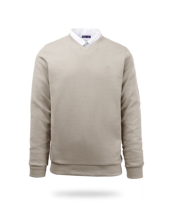 V NECK SLIM FIT PULLOVER beige