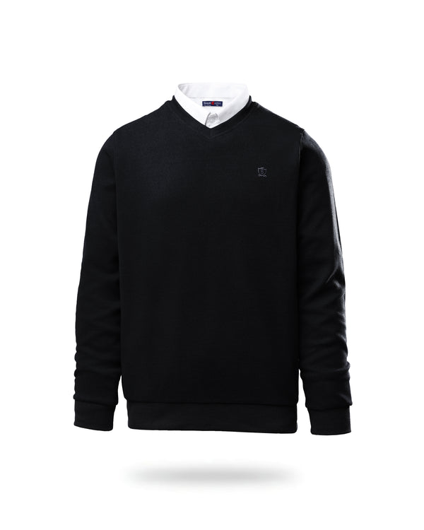 V NECK SLIM FIT PULLOVER black