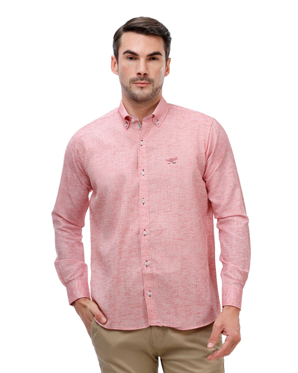 Brick Red Linen Shirt – Long Sleeve 20025