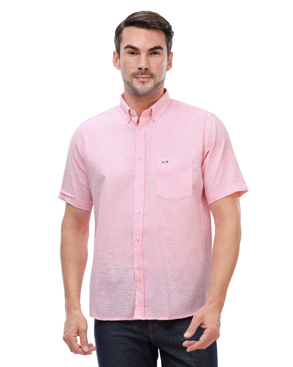 Rose Pink Linen Shirt with Pocket