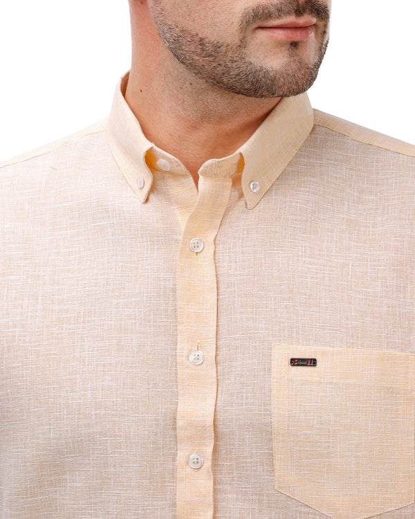 Beige Linen Shirt with Pocket