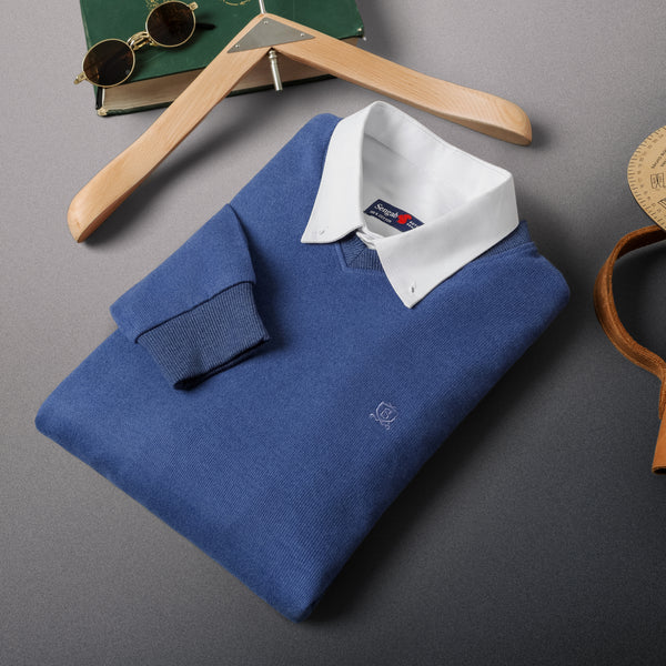 V NECK SLIM FIT PULLOVER light blue