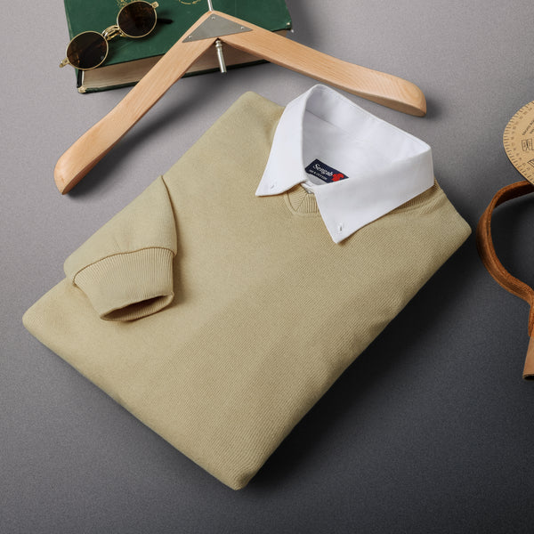 V NECK SLIM FIT PULLOVER Cafe