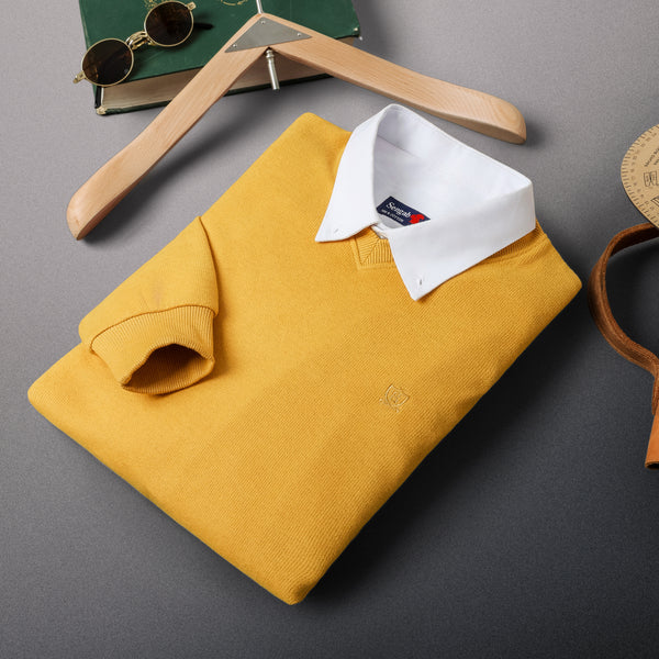V NECK SLIM FIT PULLOVER Mustard