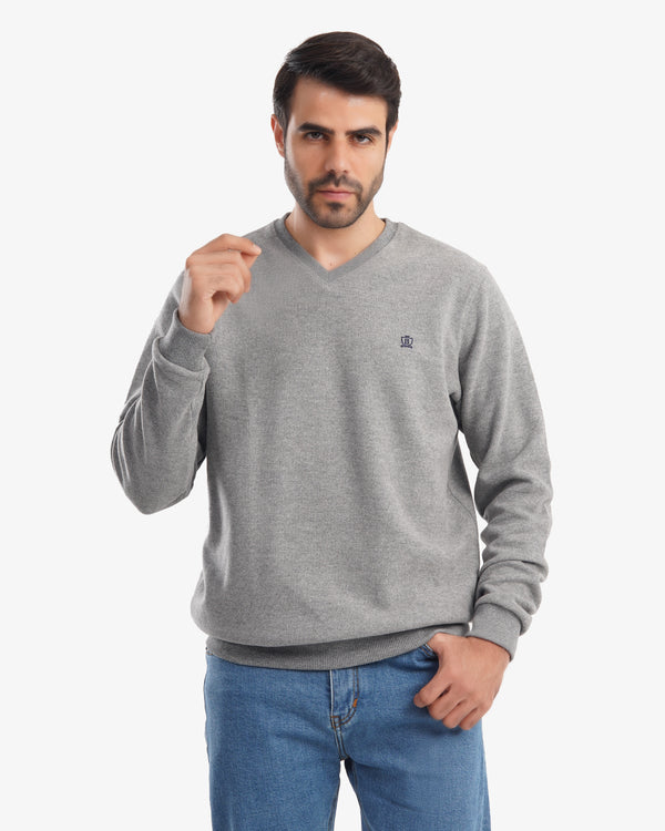 V NECK SLIM FIT PULLOVER light gray