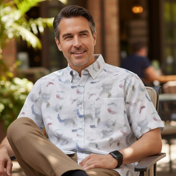 CLASSIC FIT SHORT SLEEVE COTTON PRINT SHIRT 239