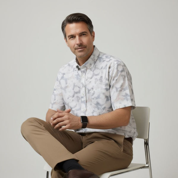CLASSIC FIT SHORT SLEEVE COTTON PRINT SHIRT 247
